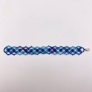 Tatted Blue Bracelet with Beading